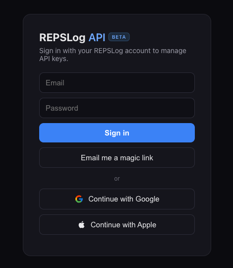 REPSLog sign-in