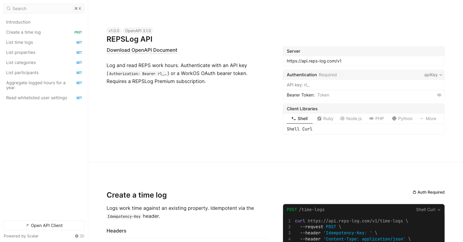 API reference